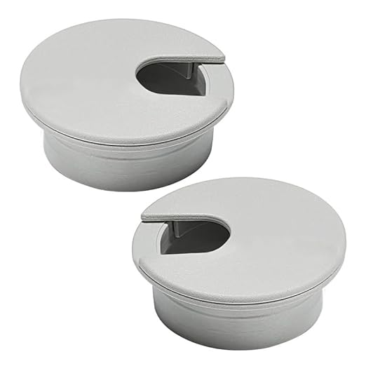 EASYEAH 2 Pcs Desk Grommet 2" / 50 mm, Desk Cord Hole Cover, Cable Grommet ABS Plastic, Desk Hole Grommet for Home & Office Pc, Detachable Cable Cord Organizer-Light Grey