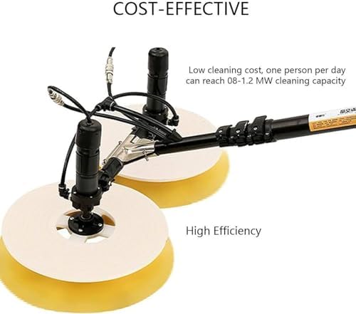 Electric Solar Panel Cleaning Brush with Telescopic Rod, 3.5M/5.5M/7.5M Adjustable, Automatic Double Disc Water Sprayer, Battery-Powered Roof Cleaning Tool (5.5M/18ft)