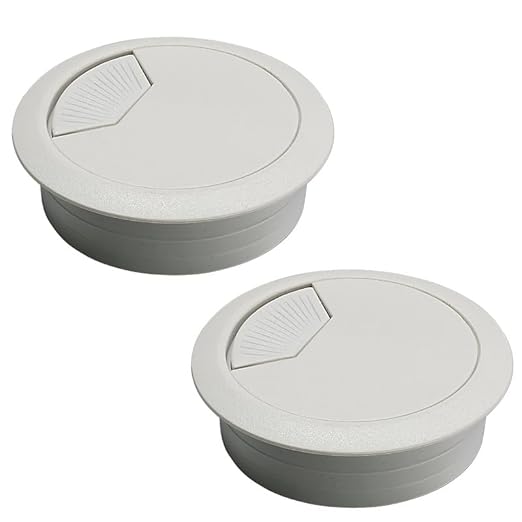 EASYEAH 2 Pcs Desk Grommet 2-1/16" / 53 mm, Desk Cord Hole Cover, Cable Grommet ABS Plastic, Desk Hole Grommet for Home & Office Pc, Detachable Adjustable Cable Cord Organizer-Light Grey
