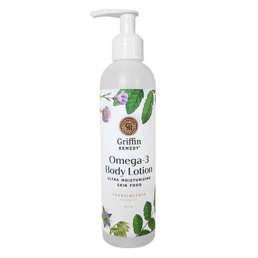 Griffin Remedy Omega-3 Body Lotion-Frankincense Essential Oils and Organic MSM, Ultra Moisturizing, All Natural, Paraben Free, Sulfate Free 8 fl oz