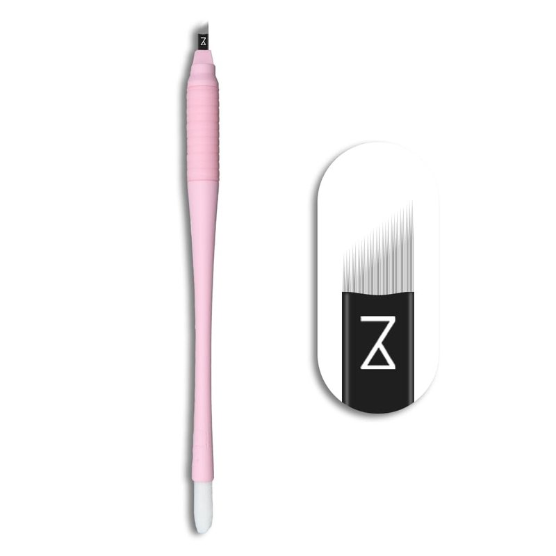 Mellie’s Signature Microblading Pen – Pack of 10 Disposable Eyebrow Tattoo Pens | Sterilized Blades C14 .18mm | Rubber Grip & Pigment Sponge | Professional Brow Tool (Pink)