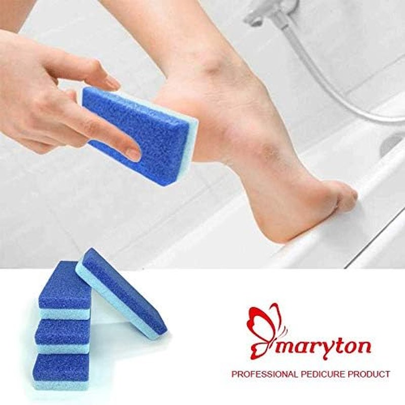 Maryton Pumice Stone for Feet - Hard Skin & Callus Remover | Pack of 4 - Blue