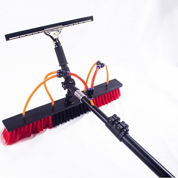 Window Cleaning Pole,High-Altitude Cleaning Brushes,Water Fed Telescopic Brush Conservatory Roof Cleaning Tools for Photovoltaic Panel Cleaning,55cm Brush Head,7.2m
