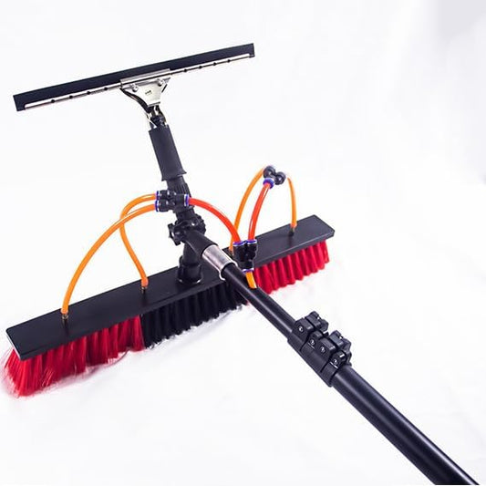 Window Cleaning Pole,High-Altitude Cleaning Brushes,Water Fed Telescopic Brush Conservatory Roof Cleaning Tools for Photovoltaic Panel Cleaning,55cm Brush Head,9.2m