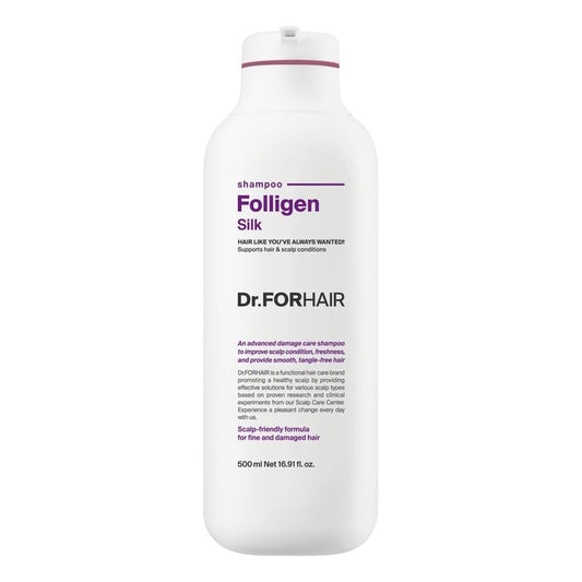 Dr.Forhair Folligen Silk Shampoo - Korean Volume & Damage Care | Smooths & Softens Hair, 16.91 fl oz