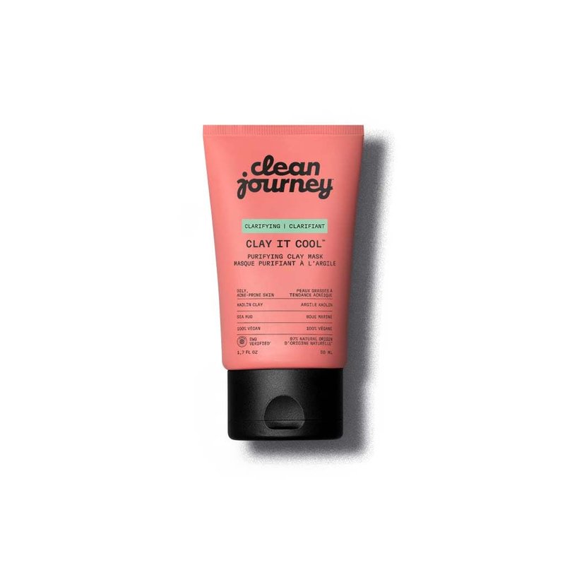 cleanjourney Purifying Clay Mask, Clarifying Face Mask, with Kaolin & Sea Mud, for Oily & Acne-Prone Skin, EWG Verified, Vegan, Detoxifying Pore, Cleanser, 1.7 Fl Oz