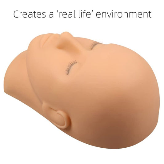 Practice Lash Mannequin Head Flat Head Doll Head Manakin Eyelids for Lash Practice Eyelash Mannequin Doll Face Head Practice Facial Mannequin