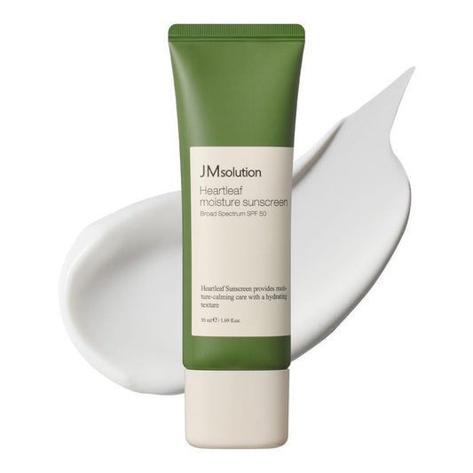 JMsolution Heart Leaf Sunscreen SPF 50 – Made in USA, Calming UV Protection with Heart Leaf & Centella Asiatica – Lightweight Hydrating Face Sunscreen for Sensitive Skin