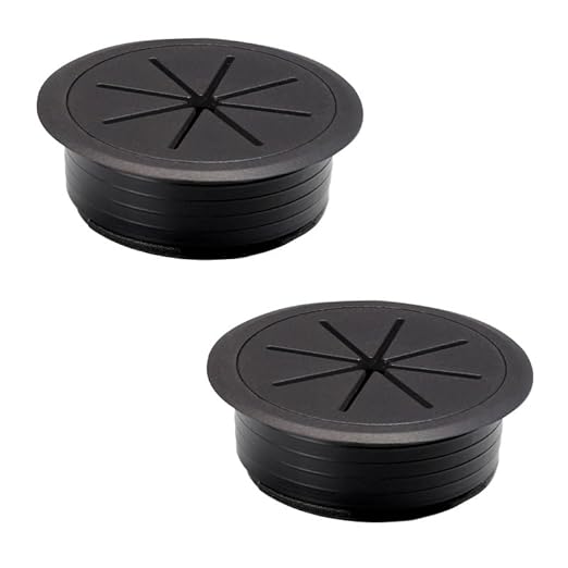 EASYEAH 2 Pcs Desk Grommet 2" / 50 mm, Desk Hole Cover for Cables Black, Cable Grommet ABS Plastic, Desk Hole Grommet for Home & Office Pc, Detachable Cable Cord Organizer