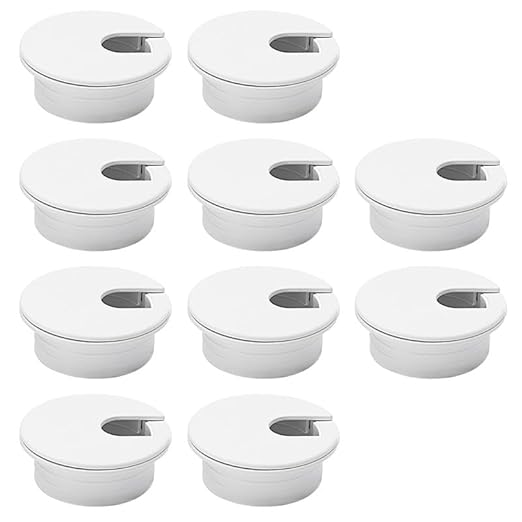 EASYEAH 10 Pcs Desk Grommet 1-3/8" / 35 mm, Desk Cord Hole Cover, Cable Grommet ABS Plastic, Desk Hole Grommet for Home & Office Pc, Detachable Cable Cord Organizer-White