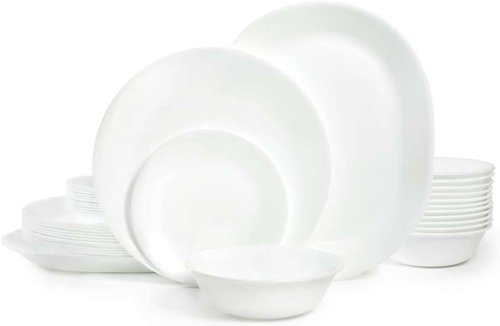 Corelle Vitrelle 38-Piece Dinnerware Set - Chip Resistant, Lightweight Plates & Bowls in Winter Frost White