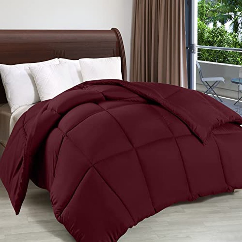 Utopia Bedding Comforter Duvet Insert, Quilted Comforter with Corner Tabs, Box Stitched Down Alternative Comforters Queen Size (Burgundy, Pack of 4)