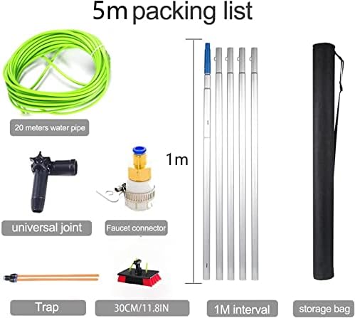 Telescopic Window Cleaning Pole with 30CM Brush Head Ideal for Cleaning Photovoltaic Panels Solar Panels and More 5m Extendable Pole for Easy Rea and Efficient Cleaning