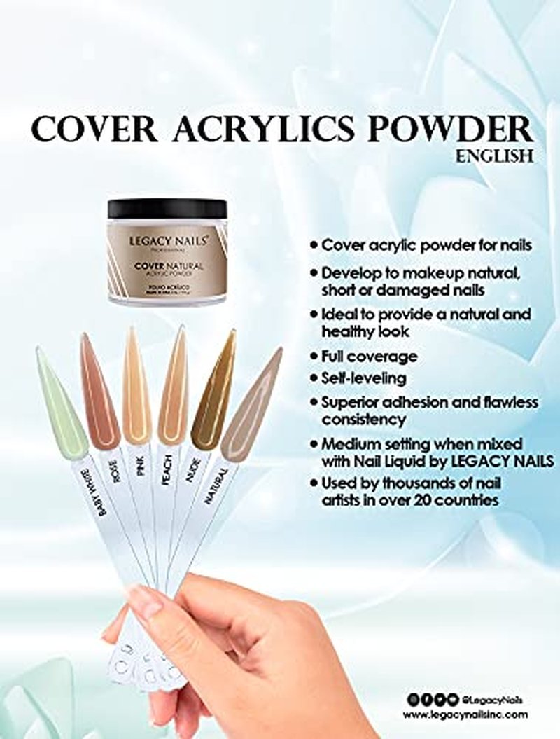 Cover Acrylic Powder for Professional Nail Art - 4 oz | Ideal for French Nails & Extensions in Cover Rose