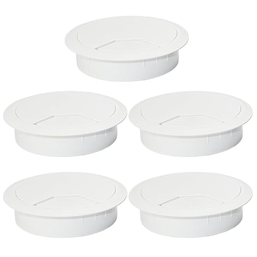 EASYEAH 5 Pcs Desk Grommet 2-3/8" / 60 mm, Desk Cord Hole Cover, Cable Grommet ABS Plastic, Desk Hole Grommet for Home & Office Pc, Detachable Adjustable Cable Cord Organizer-White