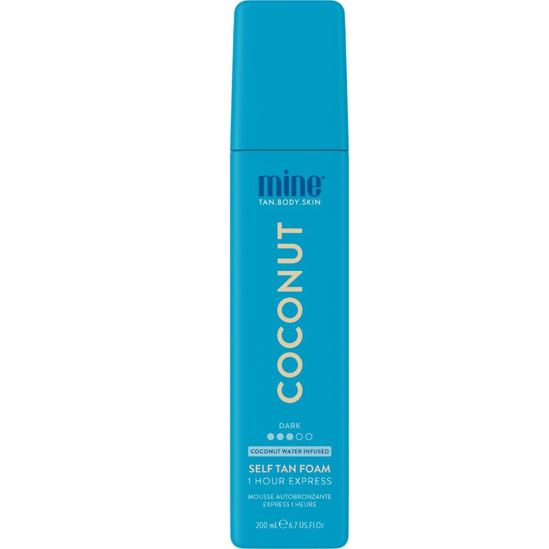 Minetan Self Tan Foam | Coconut - 1 Hour Express, Best Sunless Tanning Mousse for a Dark Bronze Skin Finish, Face & Body Fake Tanner, Ultra Hydrating Glow, Vegan & Paraben Free, 6.7 Fl Oz