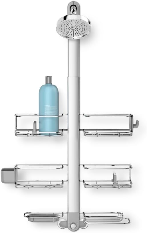 simplehuman Adjustable Shower Caddy XL - Durable Stainless Steel & Anodized Aluminum Design