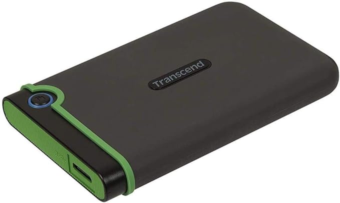 Transcend StoreJet 2TB Rugged External Hard Drive, USB3.1(5Gbps) Portable HDD w/One Touch Auto-Backup Button/Anti-Shock Resistant/Compact&Lightweight/Lightning-Fast Speeds, Military Green(TS2TSJ25M3G)
