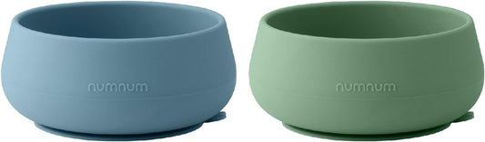 NumNum Suction Bowls - Extra Strong Non-Slip Silicone | 100% Food-Grade, BPA-Free, 2-Pack Blue/Green