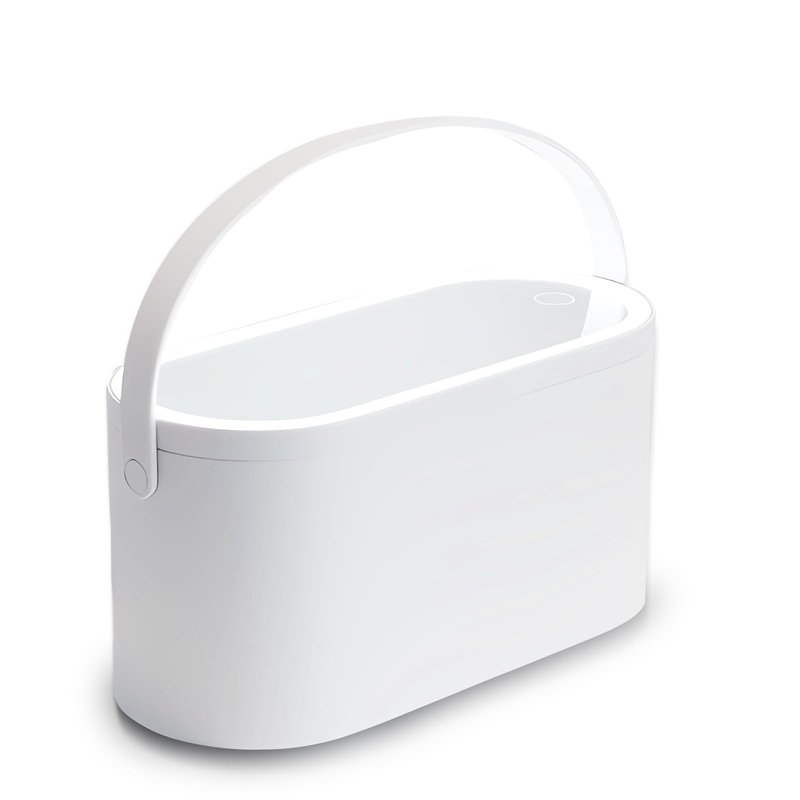 Yesinaly Travel Makeup Organizer Box with LED Mirror, White Portable Makeup Case Touch Switch Home Cosmetic Box
