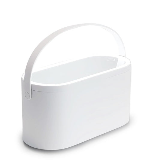 Yesinaly Travel Makeup Organizer Box with LED Mirror, White Portable Makeup Case Touch Switch Home Cosmetic Box