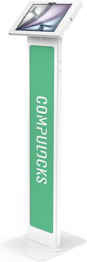Compulocks iPad Air M2 & M3 11" Apex Enclosure Brandable Floor Stand – Secure Tablet Display Kiosk Mount, Digital Signage, POS Display - White