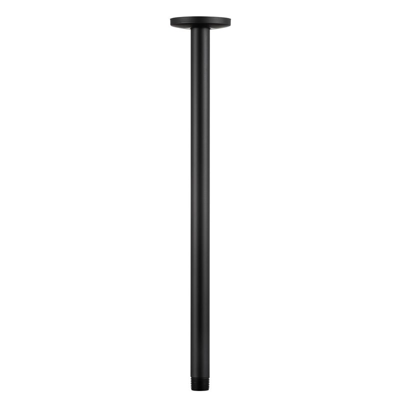 OFFO Shower Arm with Flange, 16 in Ceiling Mount Replacement Rain Shower Head Straight Arm Ceiling-Mounted For Fixed Shower Head & High Pressure Rain, Matte Black