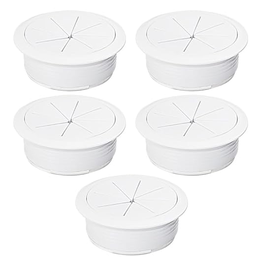 EASYEAH 5 Pcs Desk Grommet 2" / 50 mm, Desk Hole Cover for Cables White, Cable Grommet ABS Plastic, Desk Hole Grommet for Home & Office Pc, Detachable Cable Cord Organizer