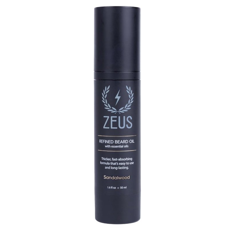 ZEUS Refined Beard Oil for Men with Natural Oils (Sandalwood) 1.6 fl oz