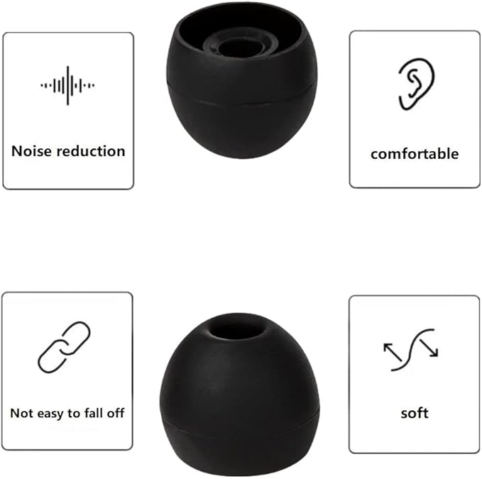 CYADCI 36 Pieces Medium Earbud Tips Soft and Comfortable Ear Bud Replacement Pieces Silicone Fit Most in-Ear Headphones，Inner Hole 3.8mm -5.5mm，Medium Black Earbud Replacement Tips