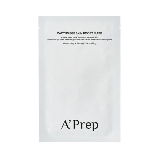 A'Prep Cactus EGF Skin Boost Mask (5 Sheets) – Hydrating & Nourishing Sheet Mask with Jeju Cactus Extract & EGF | Vegan-Certified for Sensitive Skin | Korean Skincare