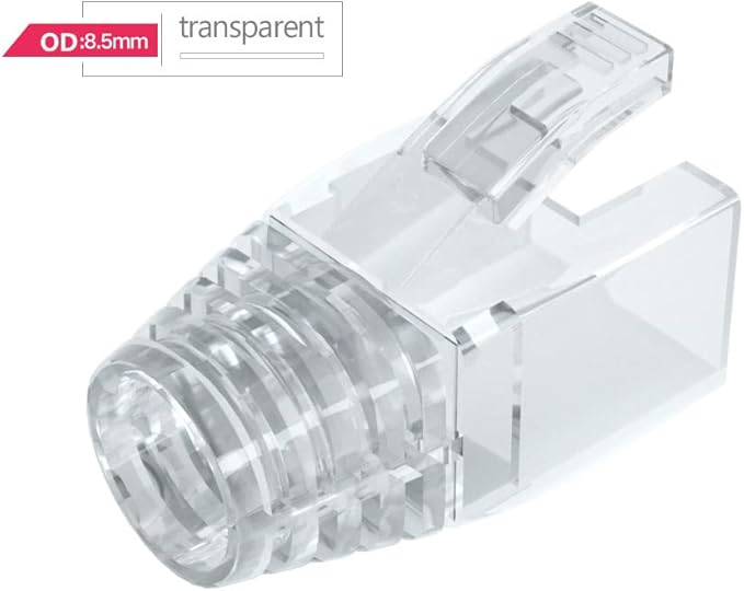 VIVOCH 50 Pcs Cat7 Cat7A Cat8 Strain Relief Boot, RJ45 Plug Connector Cover Modular Network Plug Connector Cap Cable Connector Boots, Transparent