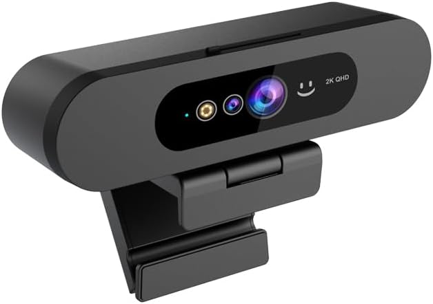 MOERTEK 2K QHD Webcam with Windows Hello Facial Recognition, 4MP Computer Camera with Noise-reducing Mic, Privacy Cover, 92° FOV Laptop Webcam for Video Conferencing, Live Streaming, Online Learning