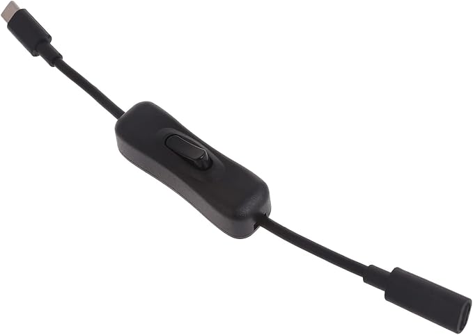 USB-C Extension Cable with Inline On/Off Switch - 8In Power Control for Monitors, Printers and Gaming | Gold-Plated Connectors and 4K Video Support (Black)