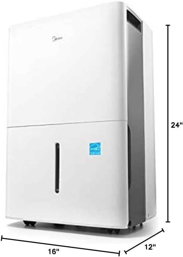 Midea 4,500 Sq. Ft. Dehumidifier With Pump Included, 50 Pint - Ideal For Basements, Large & Medium Sized Rooms, And Bathrooms (White)