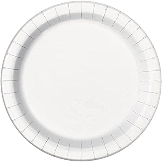 White Round Paper Dinner Plates - 9-Inch, 8 Count | Ideal for Parties, Showers & Special Events