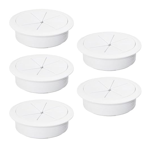 EASYEAH 5 Pcs Desk Grommet 2-3/8" / 60 mm, Desk Hole Cover for Cables White, Cable Grommet ABS Plastic, Desk Hole Grommet for Home & Office Pc, Detachable Cable Cord Organizer