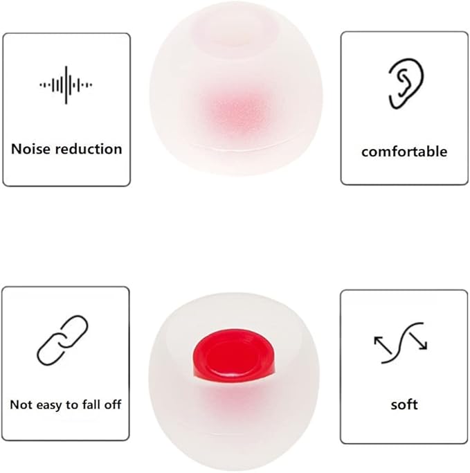 CYADCI 36 Pieces Small Earbud Tips Soft and Comfortable Ear Bud Replacement Pieces Silicone Fit Most in-Ear Headphones，Inner Hole 3.8mm -5.5mm，Small White and Red Replacement Eartips