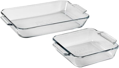 Anchor Hocking Cake Dish Set - 3 Quart Tempered Glass Baking Dishes | Oven & Microwave Safe, Made in USA