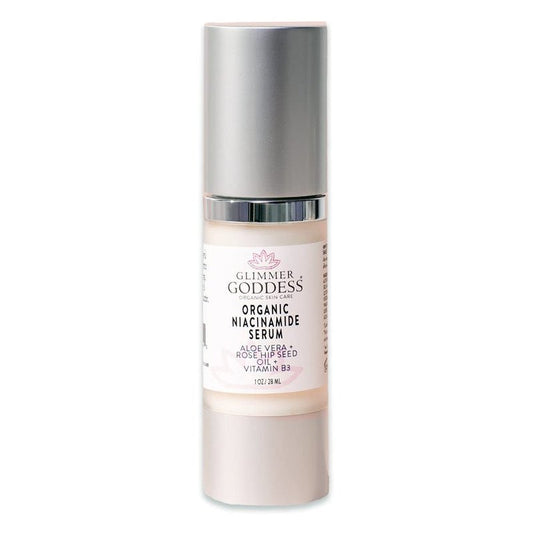 Glimmer Goddess Organic Anti-Aging Serum with Niacinamide Vitamin B3, Tightens Pores, Reduces Wrinkles with 5% Niacinamide: A Miracle for Your Skin, 1 oz