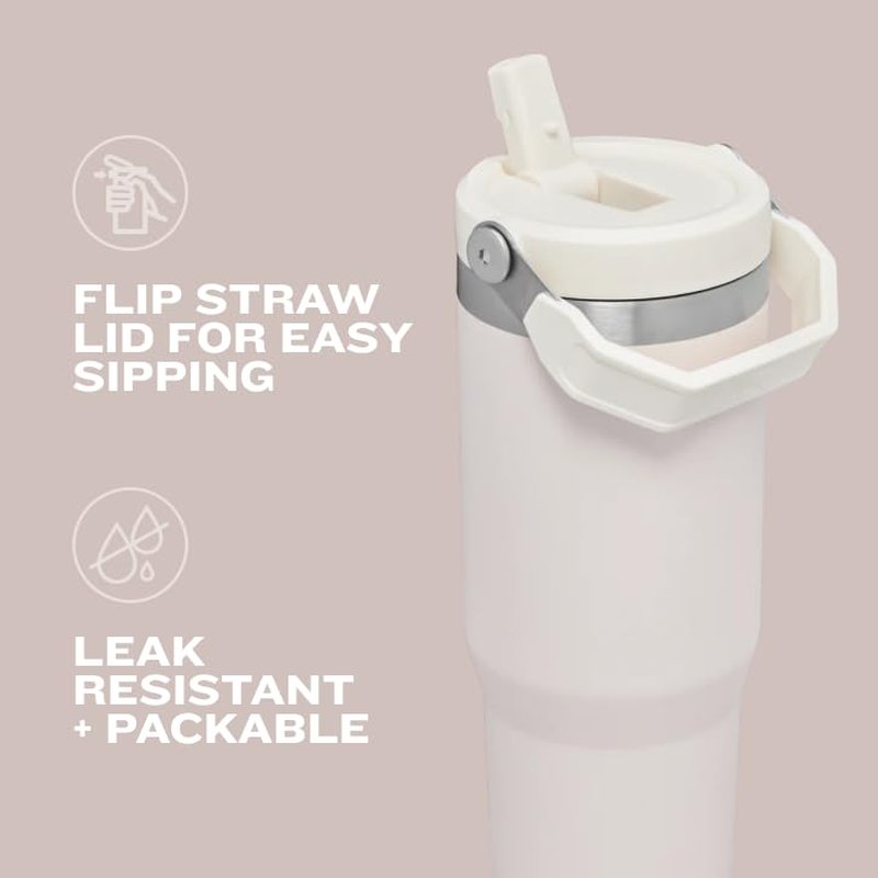 STANLEY IceFlow 2.0 Flip Straw Tumbler with Handle 30 oz | Twist On Lid and Flip Up Straw | Leak Resistant Water Bottle | Insulated Stainless Steel | BPA-Free | Hydrangea