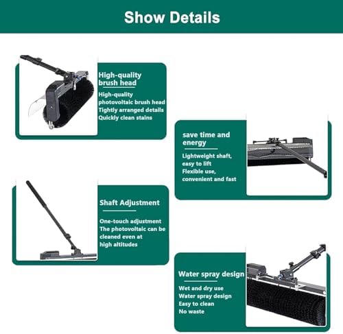 Automatic Solar Panel Cleaning Kit - 7.5m Adjustable Water Fed Pole with Roller Brush for Efficient Photovoltaic Panel Care, Roof Cleaning Tool for Solar Power Efficiency