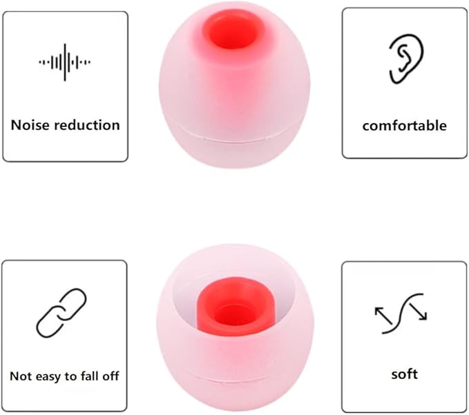 CYADCI Earbud Replacement Tips Silicone Earbud Tips Headphone Earbud Tips Ear Gels Fit for Inner Hole from 3.8mm - 5.1mm Earphones 9 Pairs S/M/L Clear Red