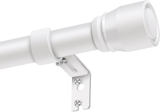 Skiennix Adjustable Curtain Rods - Heavy Duty 1” Diameter | 30 to 144 Inch, Matte White, 2 Pack