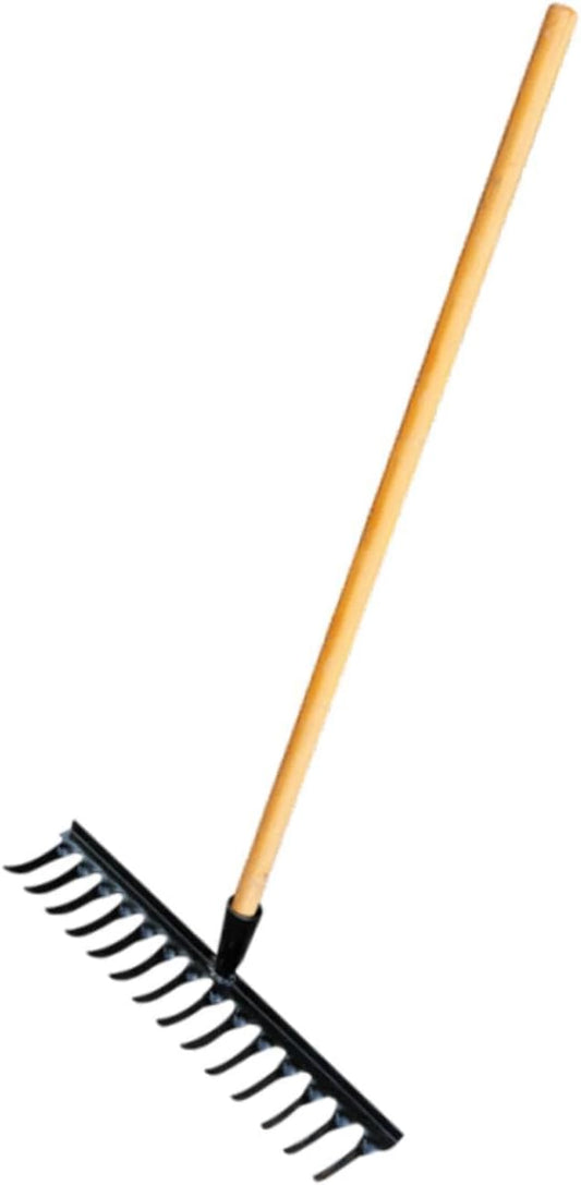 Garden Tool for Soil Preparation Wooden Handle Rake for Flower Beds, 14 Teeth 48x12x10cm