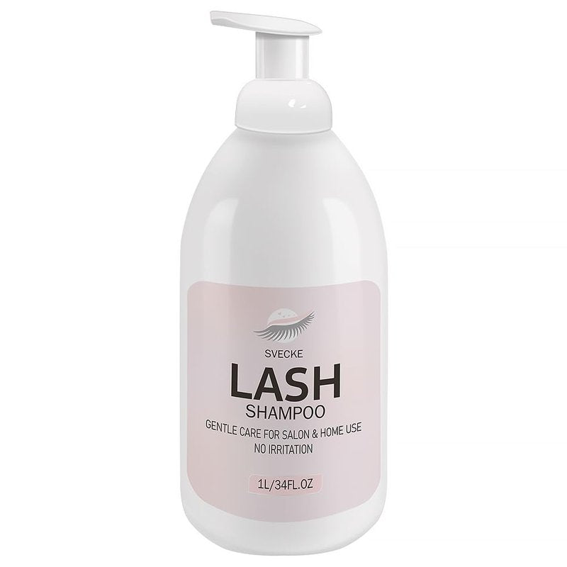 SVECKE Lash Shampoo 34fl.oz/1L, Eyelash Shampoo for Lash Extension, Eyelash Extension Cleanser, Lash Eyelid Foam Cleaning Kit for Salon Use and Home Use