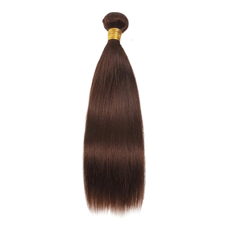 Color 4 Bundles Chocolate Brown Straight Human Hair Bundle 8A Grade Dark Brown 1 Bundle 20 Inch Color 4 Straight Bundles Double Weft Extensions 100G