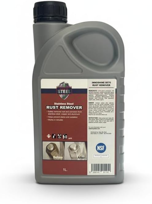 Stainless Steel Rust Remover and Stain Cleaner | NSF Approved | Non-Toxic & Food Safe | Quickly Cleans Commercial Equipment, Appliances, Grills, Sinks, and Tools - 1 liter
