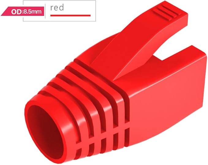 VIVOCH 50 Pcs Cat7 Cat7A Cat8 Strain Relief Boot, RJ45 Plug Connector Cover Modular Network Plug Connector Cap Cable Connector Boots, Red