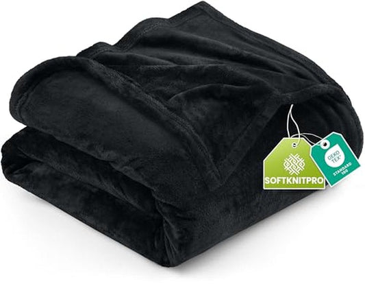 Utopia Bedding Fleece Blanket California King Size Black 300GSM Luxury Fuzzy Soft Anti-Static Microfiber Bed Blanket (102x96 Inch)